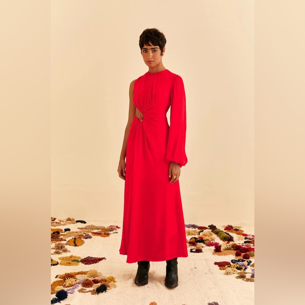 65. NWOT Farm Rio Red One Shoulder Maxi Dress
